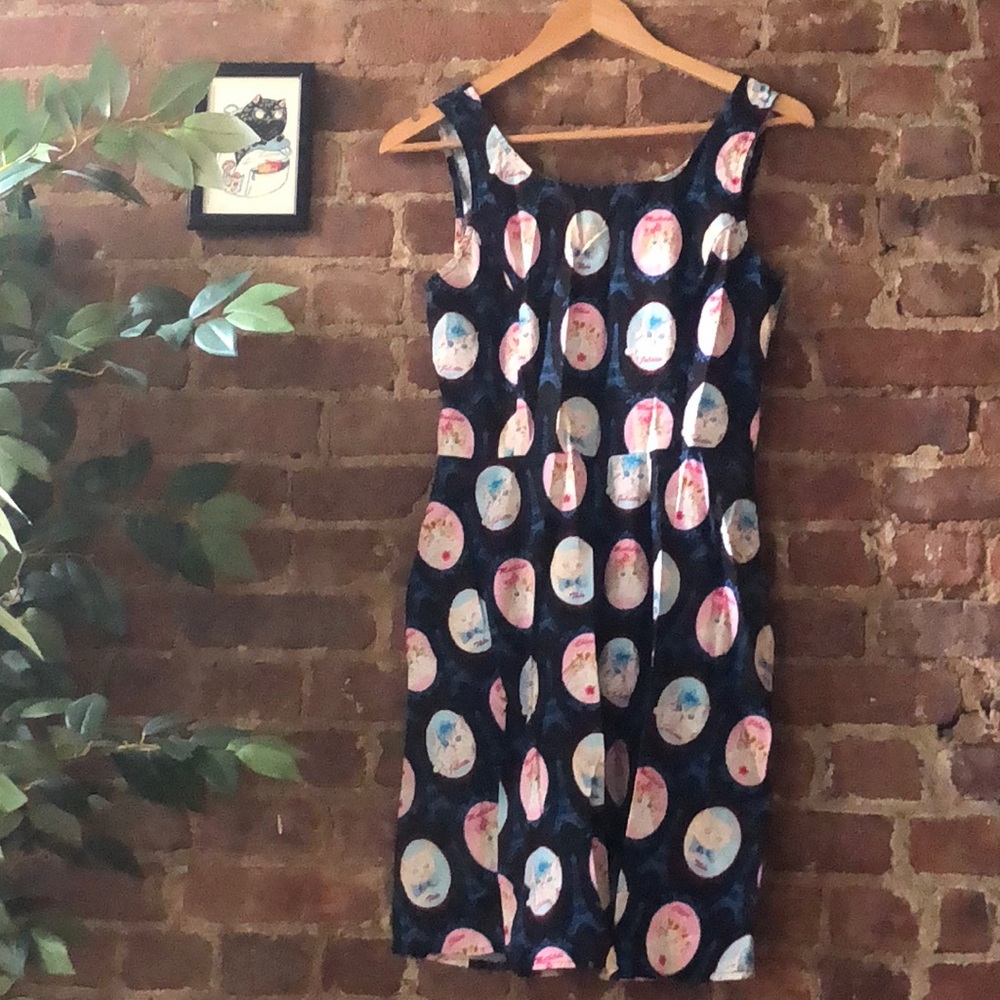 ModCloth Cat and Eiffel Tower Print Dress